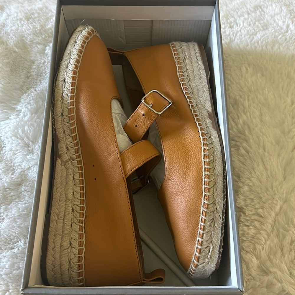 Everlane Mary Jane Espadrille brown/mustard/dijon size 8